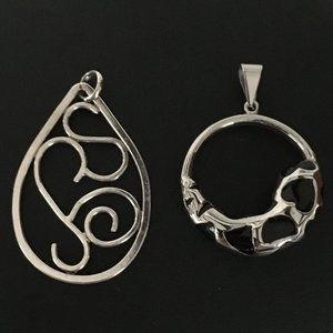 Set of 2 Vintage Silver Pendants